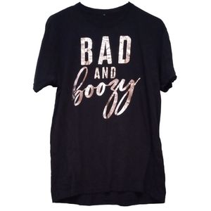Bad and Boozy Black Short Sleeve Shirt. Long Length. No tags. Women's Medium.